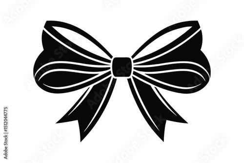 Ribbon Bow Silhouette with White Background
