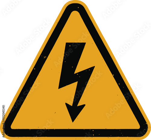 A yellow triangle warning sign with a black border and lightning bolt symbol on a white background