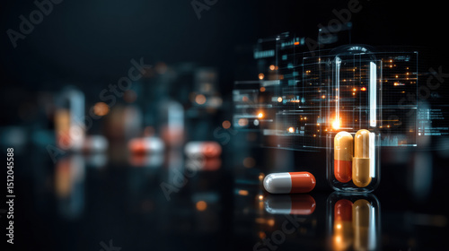 Wallpaper Mural Personalized medical technology concept with digital interface and capsules, futuristic healthcare innovation and advanced treatment Torontodigital.ca