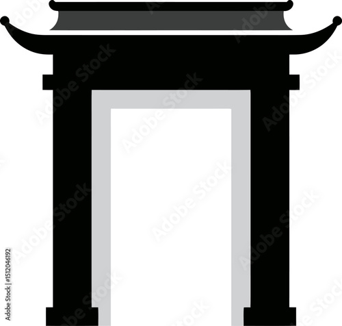 Elegant Asian Architecture Traditional Gate Design Silhouette