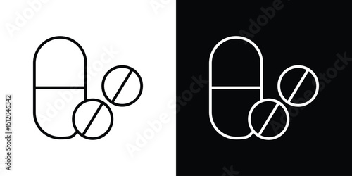 Pills icon. Simple element illustration. outline and flat symbol design