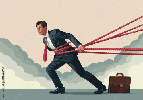 Business Pressure Burden Struggle Vectors Illustrations - struggle, burden, business challenge, corporate pressure, workplace stress, professional tension