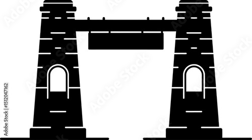 Iconic Stone Bridge Illustration Architectural Design, Structure, Silhouette, Landmark, Vector