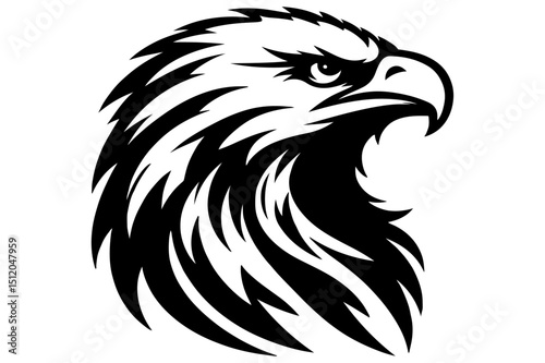 "Fierce Eagle Head Vector – Bold Tribal Bird Tattoo Silhouette Design"

