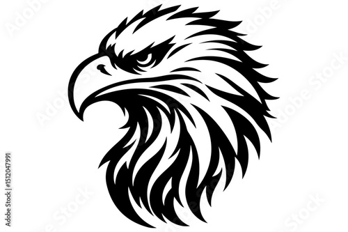 "Tribal Eagle Head Vector – Bold Hawk Silhouette Tattoo Design in Black"

