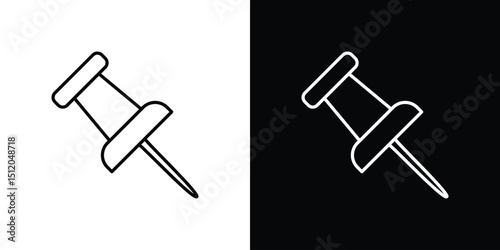 Push pin icon. Simple element illustration. outline and flat symbol design