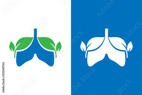 Human lungs and leaves logo combination. Healthy lung logotype design template.