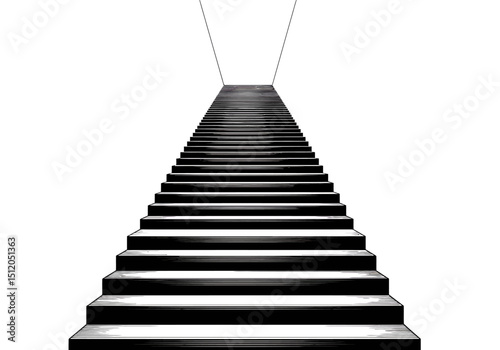 Ascending Steps A Black and White Illustration of a Staircase Leading to Light