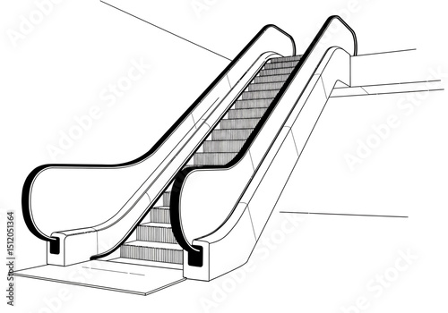 Modern Escalator Design Architectural Illustration of an Indoor Escalator System