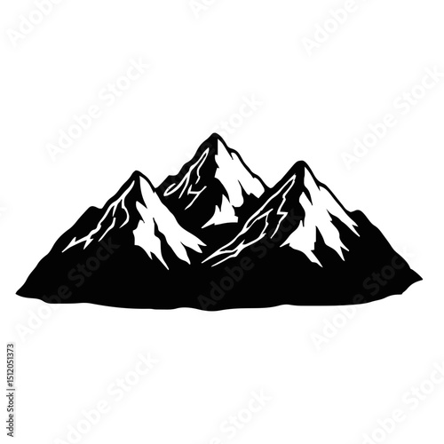 Mountain Range Silhouette Black and White