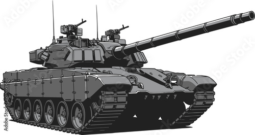Powerful Military Tank Detailed Illustration of Armored Fighting Vehicle