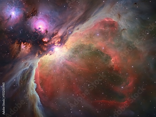 A beautiful view showing vibrant nebulae and bright stars in space
