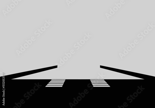 Abstract Minimalist Black and White Ramp Design Simple Geometric Shapes and Lines