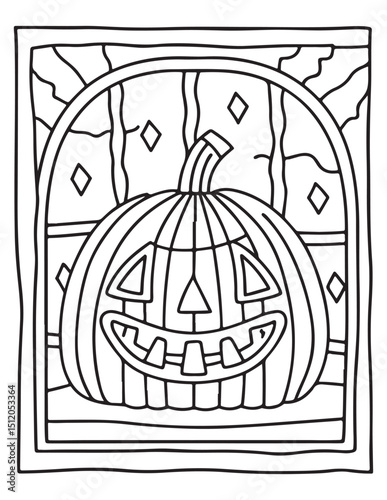 halloween coloring page, line art, Halloween illustration