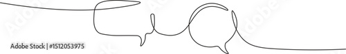 Speech bubble in continuous line art drawing style. Minimalist black linear sketch of Communication symbol isolated on white background. Dialog cloud, chat bubble template outline design. Vector illus