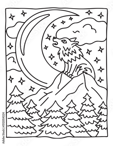 halloween coloring page, line art, Halloween illustration