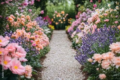Wallpaper Mural Serene Garden Path with Blooming Roses Lavender and Peonies Torontodigital.ca
