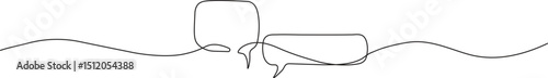 Speech bubble in continuous line art drawing style. Minimalist black linear sketch of Communication symbol isolated on white background. Dialog cloud, chat bubble template outline design. 