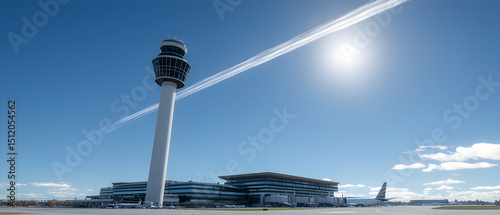 Modern Airport Control Tower With Clear Sky