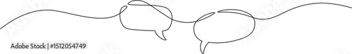 Speech bubble in continuous line art drawing style. Minimalist black linear sketch of Communication symbol isolated on white background. Dialog cloud, chat bubble template outline design. Vector illus