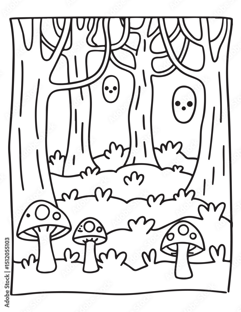 Fototapeta premium halloween coloring page, line art, halloween illustration