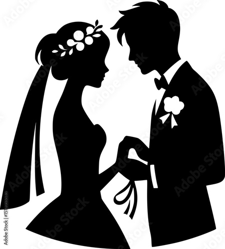 Wallpaper Mural Marriage Icon – Bride and Groom Silhouette Wedding Invitation Design Torontodigital.ca