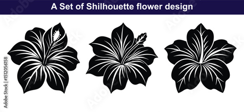Set of Sample shilhouette flower Illustrations