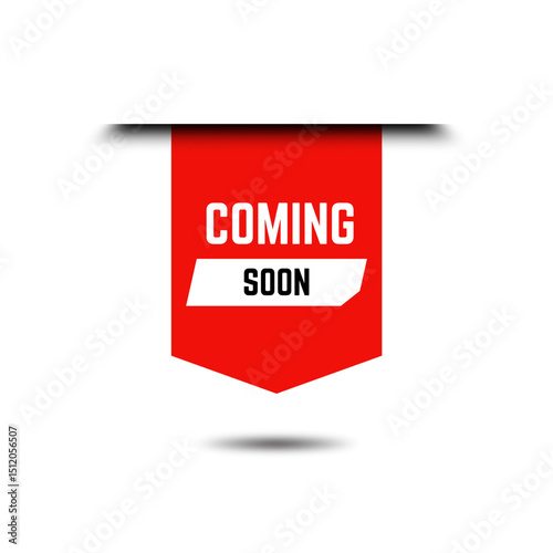 Coming Soon Red Banner & Discount Sticker Set – Sale Up to 50% Off Vector Design