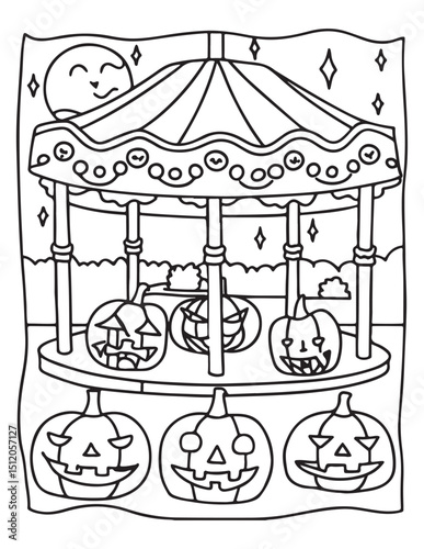 halloween coloring page, line art, halloween illustration