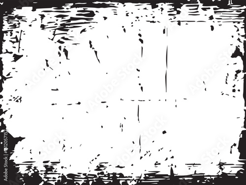 Black and White Grunge Texture Background with Distressed and Scratched Edges. Monochrome texture. 
