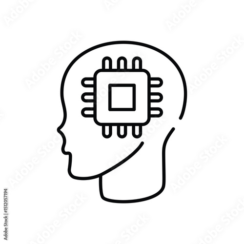 Brain Processor vector icon stock illustration