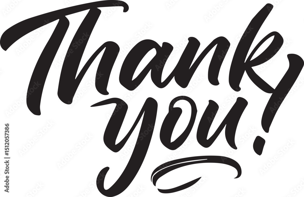 A hand-drawn Thank You card with a stylish, expressive font and a decorative flourish.