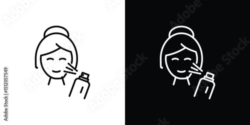 Spray on face icon. Simple element illustration. outline and flat symbol design