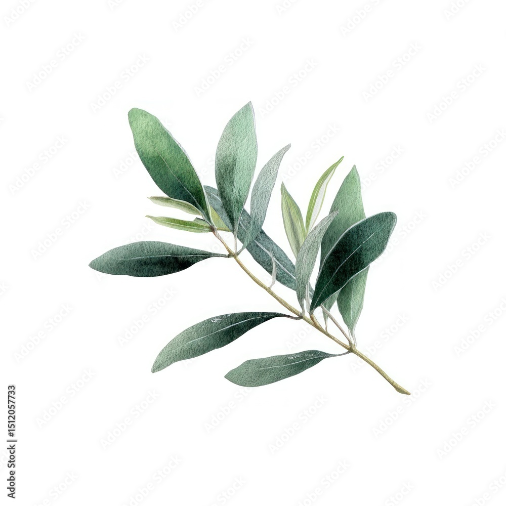 Obraz premium A Olive leave illustration watercolor botanical.