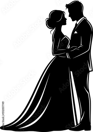 Marriage Icon – Bride and Groom Silhouette Wedding Invitation Design