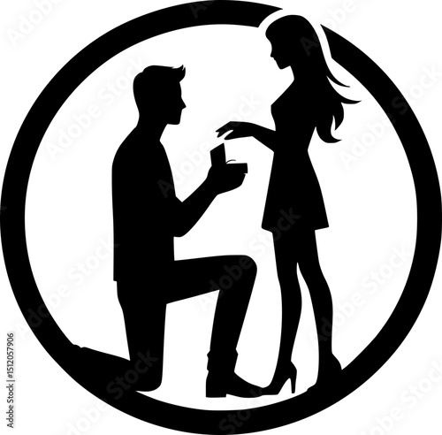 Couple Proposal Icon – Man with Engagement Ring, Love and Promise