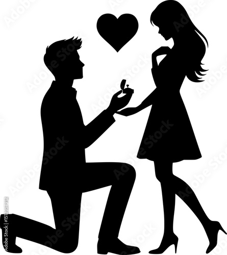 Couple Proposal Icon – Man with Engagement Ring, Love and Promise