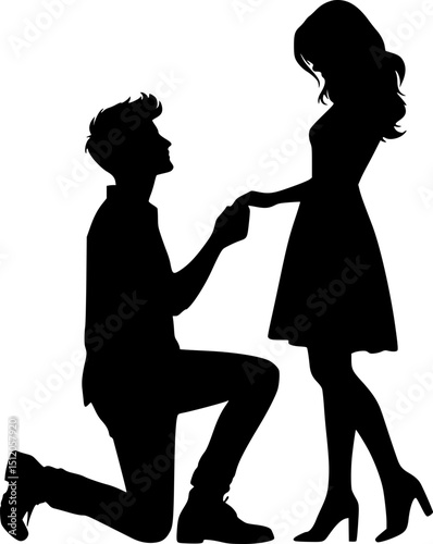 Couple Proposal Icon – Man with Engagement Ring, Love and Promise