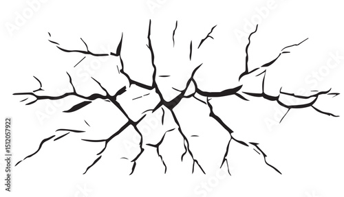 Vector grunge cracked texture. Black cracks isolated on white background. Abstract Black cracked texture .	