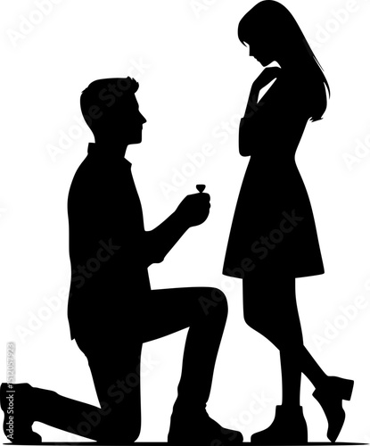 Couple Proposal Icon – Man with Engagement Ring, Love and Promise