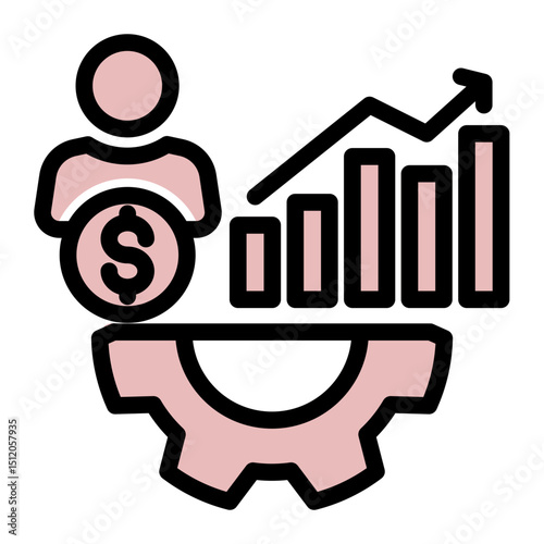 Personal Growth Icon - Self Improvement & Performance (Solid Color Lineal Style)