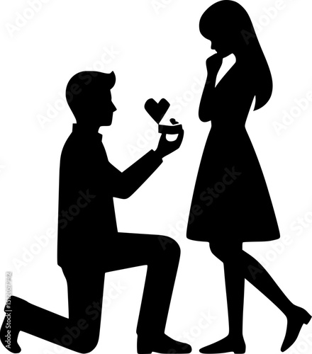 Couple Proposal Icon – Man with Engagement Ring, Love and Promise