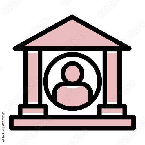 Bank Account Icon - Financial Transaction & Savings (Solid Color Lineal Style)