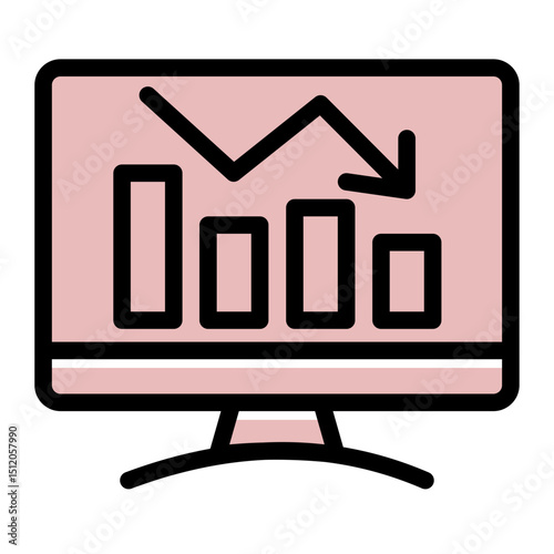 Economic Decline Icon - Recession & Financial Crisis (Solid Color Lineal Style)