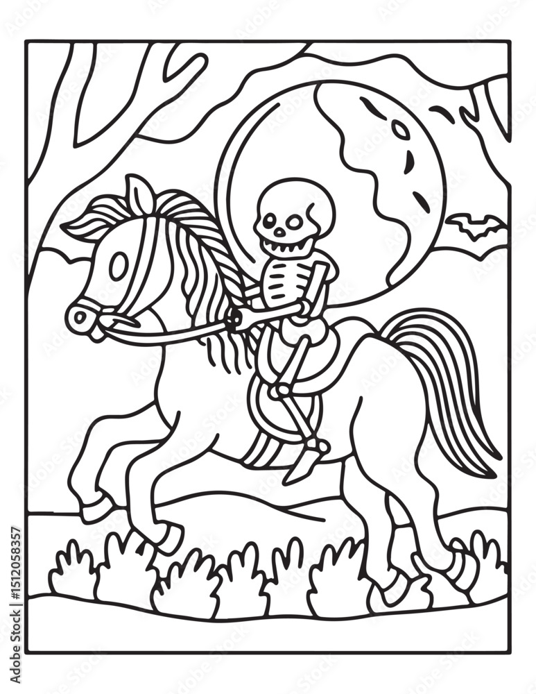 Fototapeta premium halloween coloring page, line art, halloween illustration