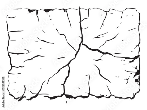 Vector grunge cracked texture. Black cracks isolated on white background. Abstract Black cracked texture .	