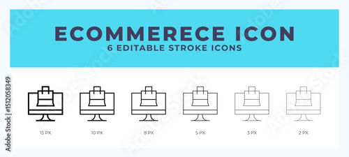 Ecommerce icon symbol. Logo illustration thin line. Bold line vector icons. Editable stroke