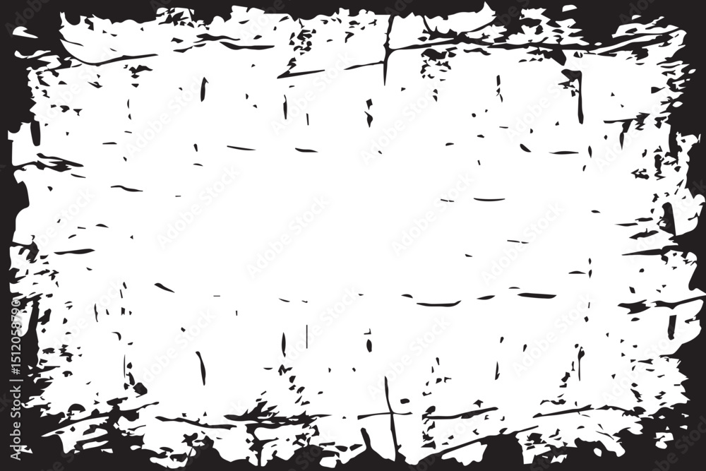 Black and White Grunge Texture Background with Distressed and Scratched Edges. Monochrome texture. 