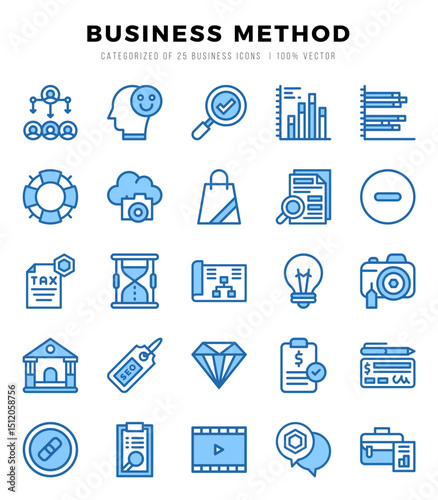Set of Business Method icons in Two Color style. Two Color Icons symbol collection.