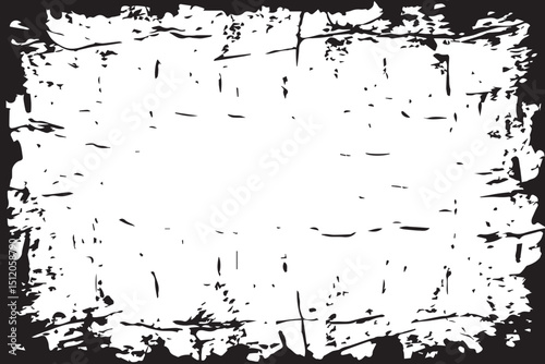 Black and White Grunge Texture Background with Distressed and Scratched Edges. Monochrome texture. 